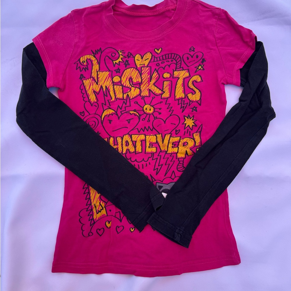 Pink and Black Kids Graphic Long Sleeve Shirt